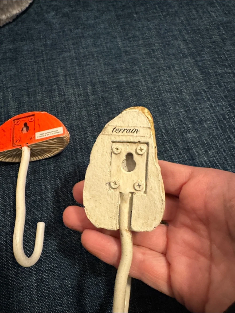 Terrain - Set of 2 Mushroom Wall Hooks - Decorative Home Wall Decor - Never Used